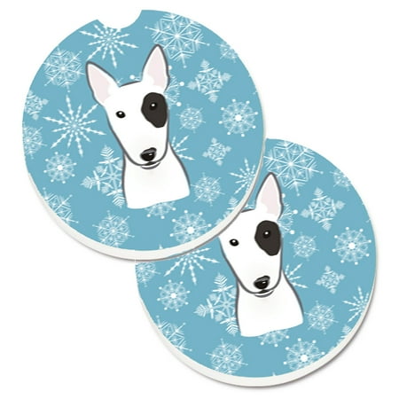 

Carolines Treasures BB1643CARC Snowflake Bull Terrier Set of 2 Cup Holder Car Coasters Large multicolor