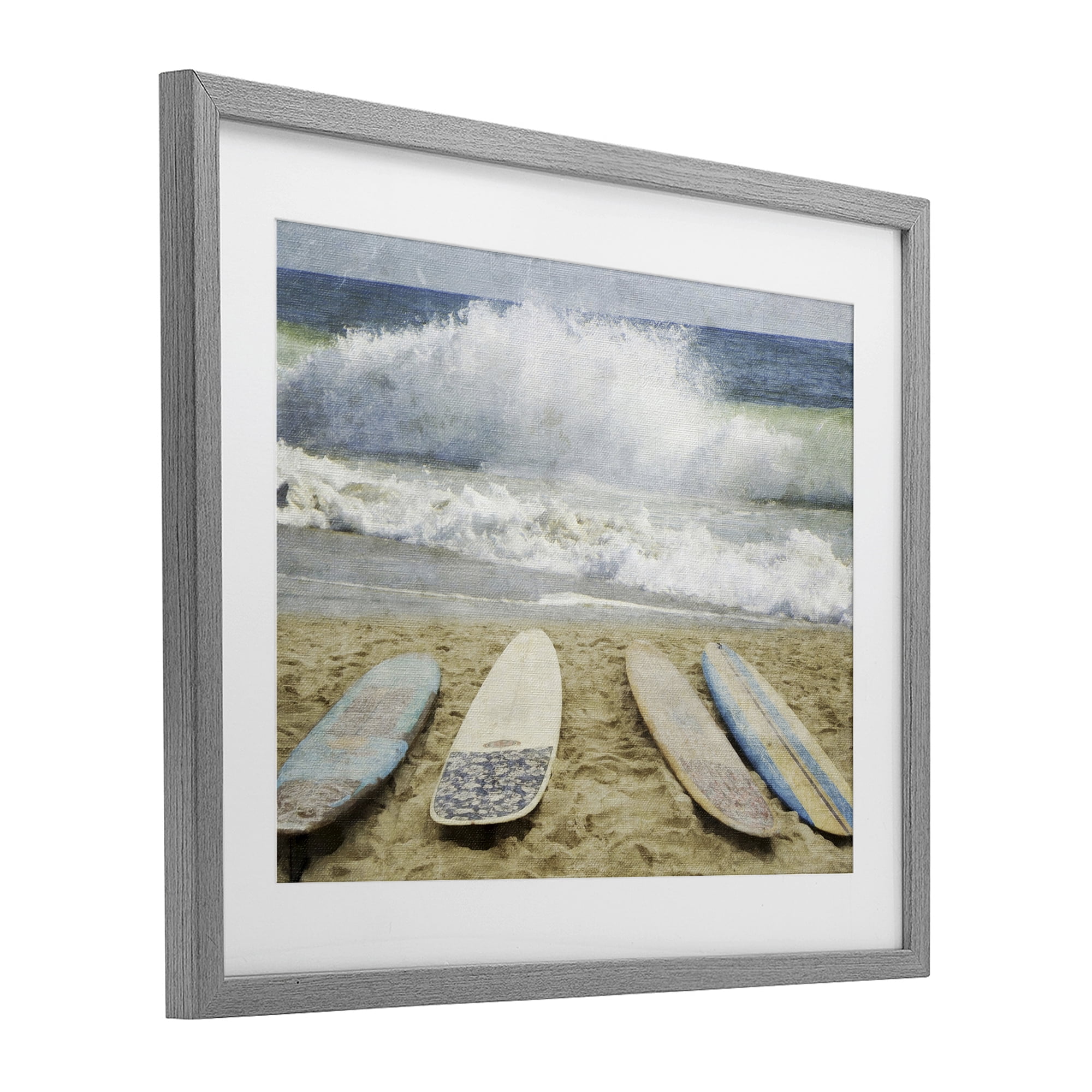 Stupell Industries Surfboards At The Ready Gray Framed Print Under Glass, design by Grotto Studios