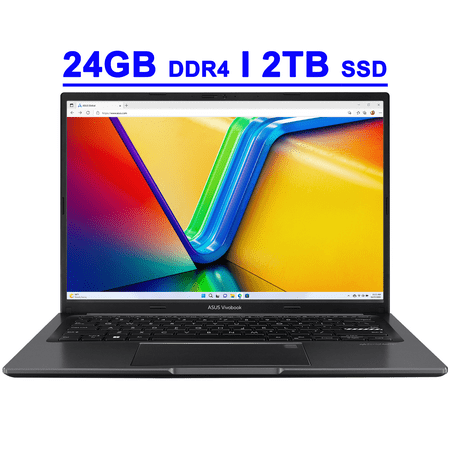 Asus VivoBook 14 Premium Business Laptop 14" FHD+ IPS AMD 8-Core Ryzen 7 7730U Processor 24GB DDR4 2TB SSD Fingerprint USB-C SonicMaster Win11 Black