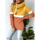 thumbnail image 4 of Sudadera Con Capucha Para Mujer, Capucha De Cuello Alto Con Bloqueo De Color, Sudadera Con Capucha Informal Para Mujer A Juego Para Ir De Compras ANGGREK Amarillo y Naranja M, 4 of 6