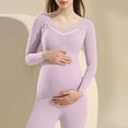 thumbnail image 5 of QIUOMBBP Pregnant Women's Solid Color Round Neck Long Sleeved Top To Be Worn As A Base During Pregnancy Purple XXL, 5 of 8