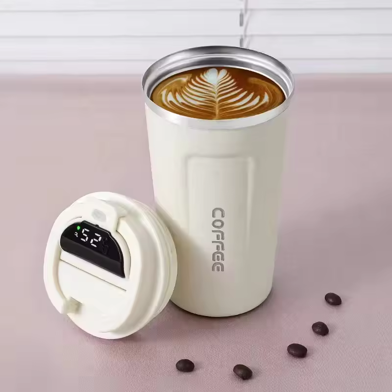 380ml Smart Insulated Coffee Mug with Temperature Display, Stainless Steel Travel Thermos for Car Office and Water Bottle