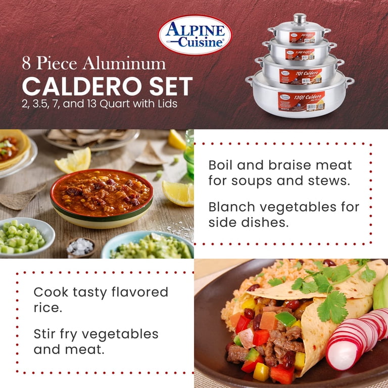 Aramco Caldero In Alluminio Con Coperchio – 7 Quart, Perfetto Per Paella E Cucina Ispanica, Pentola Alta Qualità - 3