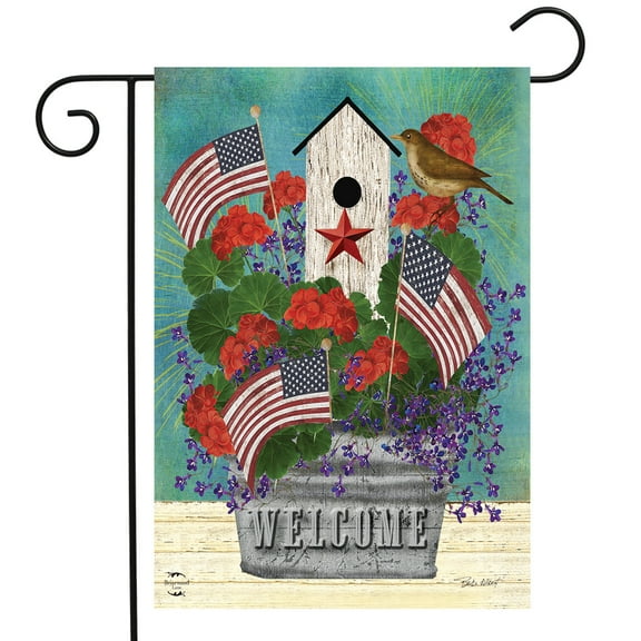 Briarwood Lane All American Birdhouse Floral Garden Flag