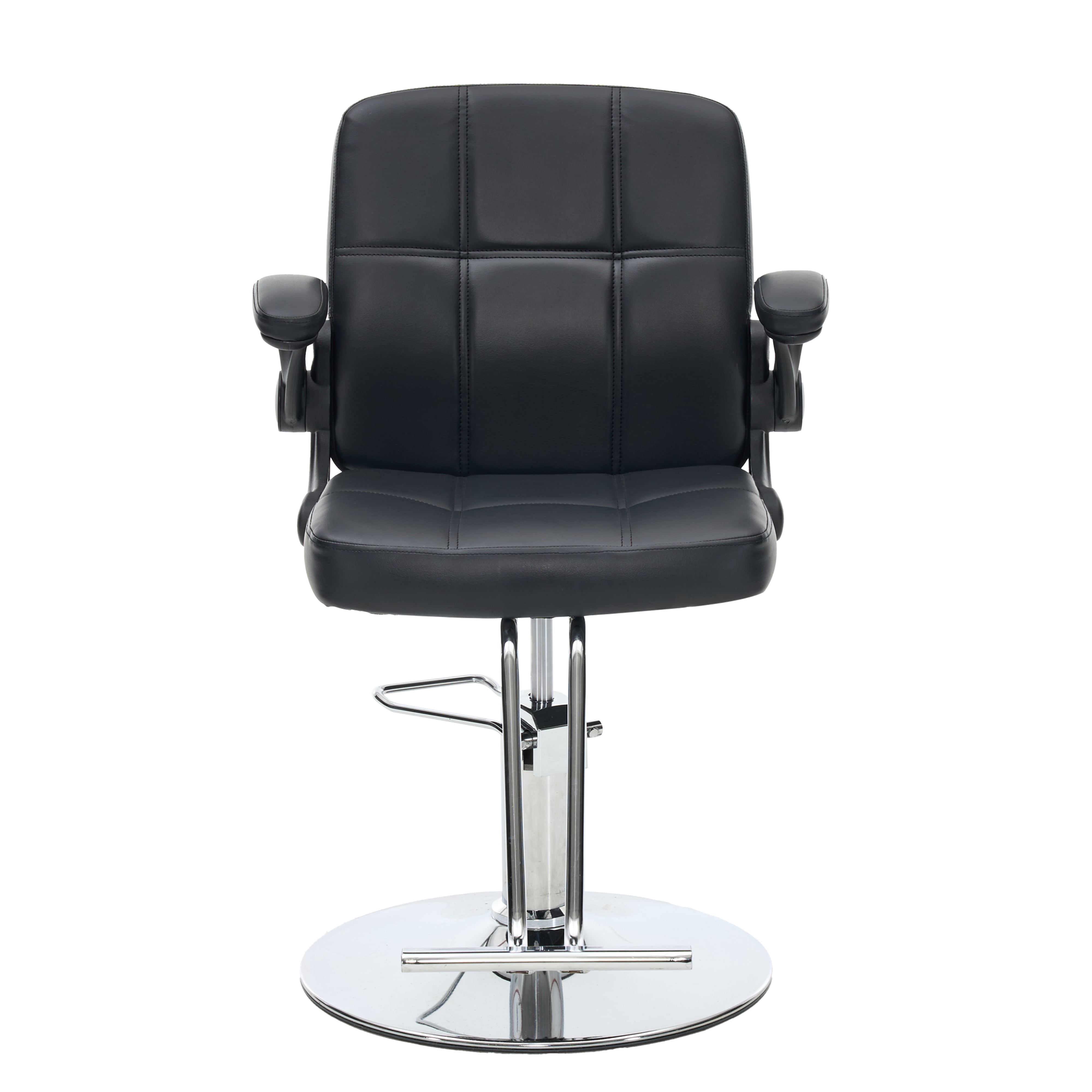 Salon Chair with Height Adjustment PU Leather 350 lbs Capacity Barber Styling Chair Black