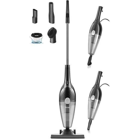 Qunler 25Kpa Corded Stick Vacuum Cleaner with Powerful Suction, 3-in-1 Lightweight Handheld Vacuum Cleaner for Home Carpet Pet Hair, Black Grey, BR602