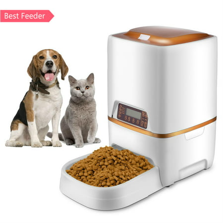 6L Automatic Pet Feeder Food Dispenser for Cat Dog Timer Programmable (Best Automatic Feeder For Multiple Cats)