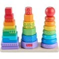 thumbnail image 1 of Fisher-Price Wooden Stacking Shape Sorter Toddler Fine Motor Toy, 26 Wood pieces - Walmart Exclusive, 1 of 6