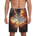 thumbnail image 1 of Balery Red And Gray Flame Fox Pantalones cortos de pijama de punto de algodón para hombre con cinturilla y bolsillos-X-Large, 1 of 6