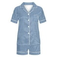 thumbnail image 4 of XuJwPNcy Pajama Sets for Women Collared V Neck Button down Shirts and Shorts Pjs Outfits Matching Sets Clothing, 4 of 4