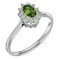 thumbnail image 2 of SuperJeweler 2/3 Carat Oval Shape Peridot and Halo Diamond Ring In Sterling Silver For Women, 2 of 6