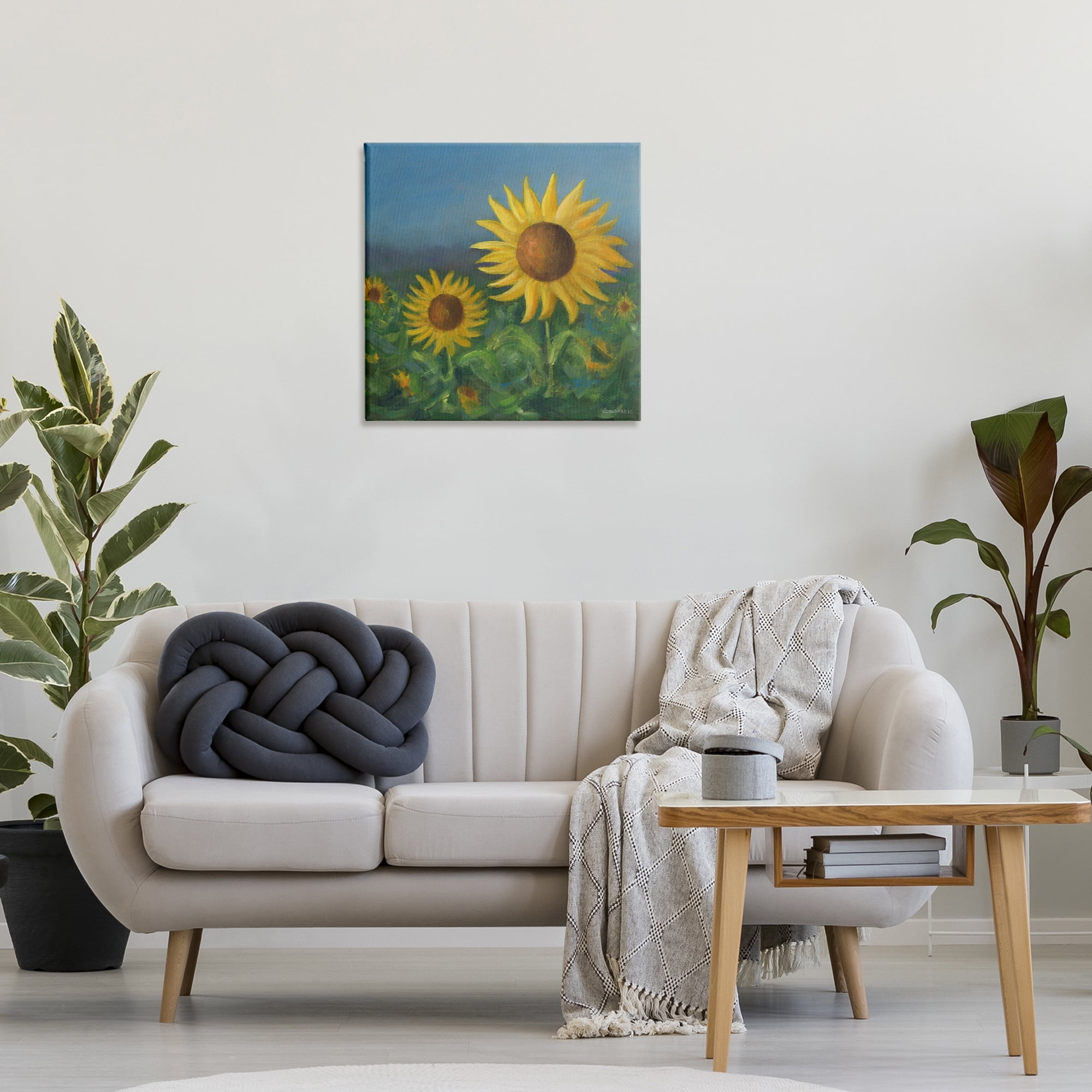 Stupell Industries Blooming Sunflower Meadow Botanical & Floral Painting Gallery Wrapped Canvas Art Print Wall Art, 24 x 24