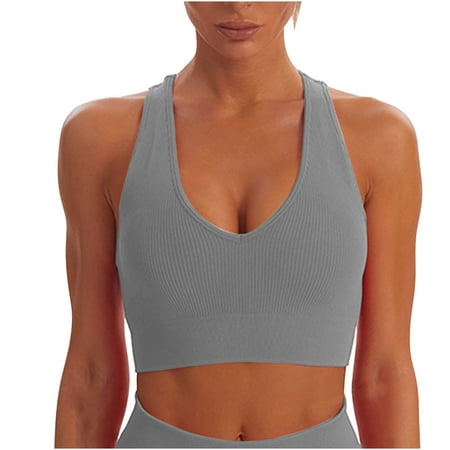 

Jerdar Sports Bra for Women Breathable Padded Support Yoga Bra Beautiful Back Sports Underwear Wearing Fitness Yoga Clothes Gray L