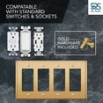 thumbnail image 2 of Rio Salto Metal Gold Decorator Switch Receptacle 4-Gang 2-Pack STANDARD SIZE Metal Wall Plate Cover Light Switch Cover Wall Plate, Single Wallplate Covers Brushed Brass Rocker Hardware Included, 2 of 9