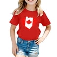 thumbnail image 4 of NINGMENG Hauts et T-Shirts pour Filles Enfants Enfants Canada Imprimé Col Rond Manches Courtes Coupe Décontractée Hauts Basiques Chandail T-Shirts Mode Urbaine, Rouge, 6-7 Ans, 4 of 4