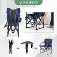 thumbnail image 2 of MIUUKA Lot de 2 Chaises de Réalisateur de Camping Pliantes, Chaise de Pelouse d'Extérieur Portable avec Table d'Appoint Intégrée, Pochette de Rangement et Porte-Boissons, Supporte 330 Lb, Bleu, 2 of 6