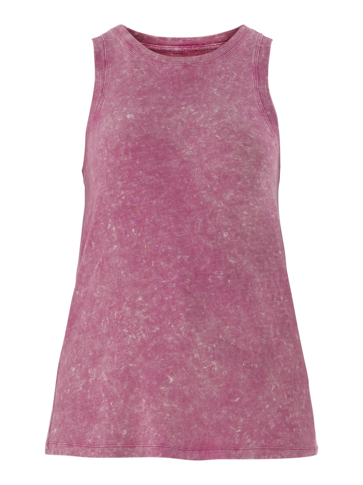 Time and Tru Women's Mineral Washed Cotton Tank Top with High Neck, Sizes XS-XXXL