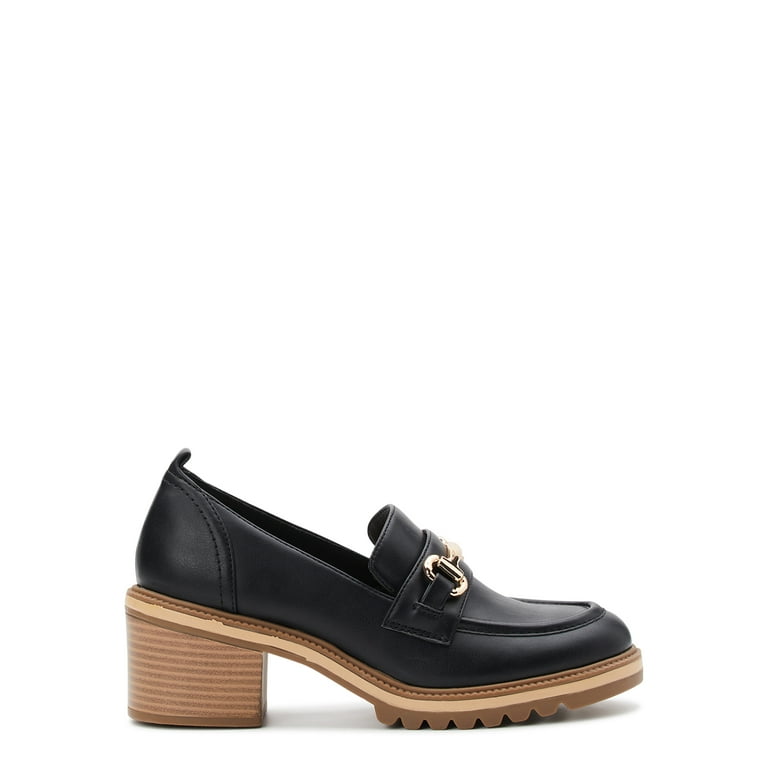 Time and Tru Women s Block Heel Loafers Walmart