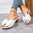 thumbnail image 6 of Dakaela Open Toe Heeled Sandals for Women Low Block Heels Bowknot Pumps Mules Backless Slip on Casual Wedding Dress Shoes Size 6-11 White, 6 of 9