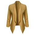 thumbnail image 2 of FashionOutfit Women's Solid Lightweight Open Front Shirring Sleeve Blazer, 2 of 5