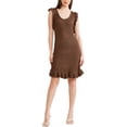thumbnail image 2 of Allegra K Women's Casual Round Neck Midi Ruffled Knit Dresses, 2 of 5