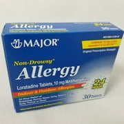 Major Non-Drowsy Allergy Loratadine Tablets, 10mg, 30 Count