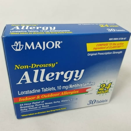 Major Non-Drowsy Allergy Loratadine Tablets, 10mg, 30 Count