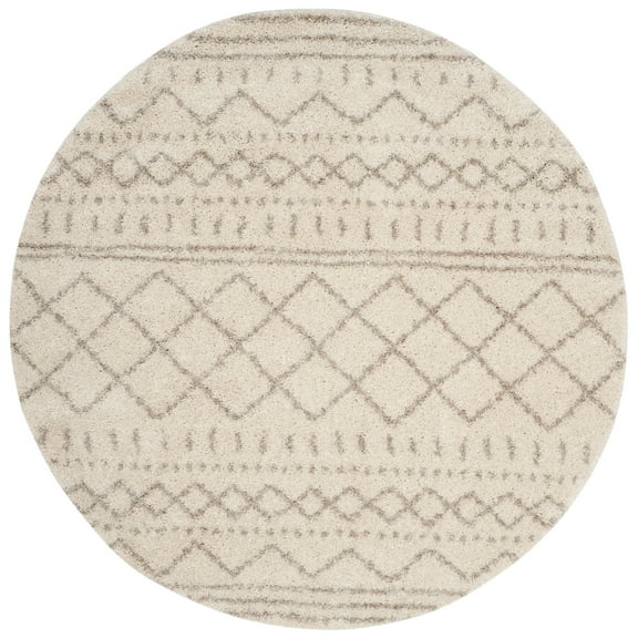 Safavieh Arizona Shag Lotta Moroccan 1.2-inch Thick Rug Beige 5'1" x 5'1" Round 5' Round Indoor Round