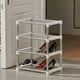 thumbnail image 5 of Zapatero de 4 niveles y armario para dormitorio | Organizador de zapatos de plástico blanco con 4 estantes | Zapatero compacto multicapa para recibidores, hogar y espacios pequeños, 5 of 6