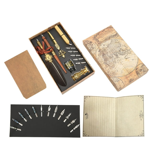Juego de pluma de pluma, traje de escritura de creatividad británica Retro para pareja de negocios, maestro mayor, regalo, pluma gris de cabeza redonda