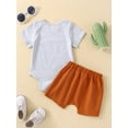thumbnail image 3 of Bagilaanoe Newborn Baby Boys Summer Outfit Short Sleeve Letter Print Romper Tops + Drawstring Shorts 3M 6M 12M 18M 24M Casual Set, 3 of 9