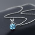 thumbnail image 4 of Gem Stone King 14K White Gold Swiss Blue Topaz Pendant Necklace for Women (0.55 Cttw, Gemstone November Birthstone, Round 5MM, with 18 inch Chain), 4 of 4