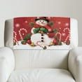 thumbnail image 5 of COEQINE Headrest Cover for Recliner Chair, Waterproof PU Leather Couch Headrest Covers with Hook & Loop Straps, Furniture Protector for Theater Seat, 17x27 Inch, Snowman Candy Cane Red, 5 of 7