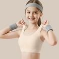 thumbnail image 5 of Kids Sports Bras Student Girls Underwear Bras Teen Girls Wireless Seamless Bra with Removable Pad Training Sports Cropped Tops Khaki 13-15Y, 5 of 5