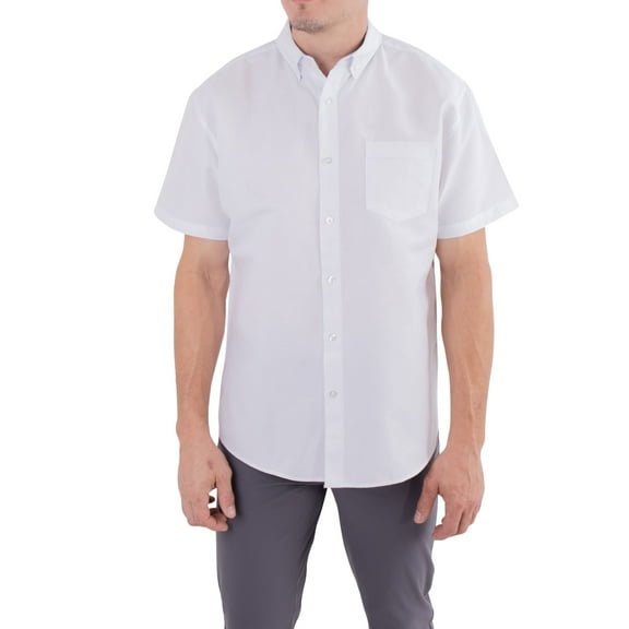 Visive Oxford Men's Dress Shirt - Short Sleeve Button Down - Comfortable Casual Fit - Available in Big and Tall Sizes - Solid Modern Colors - For All Occasions - Versatile for Office and Casual Wear