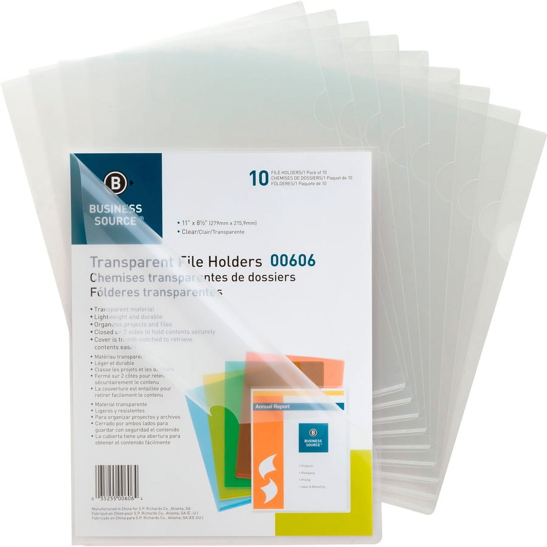 Business Source Letter File Sleeve - 8 1/2" X 11" - 20 Sheet Capacity - Polypropylene - Clear - 50 / Box