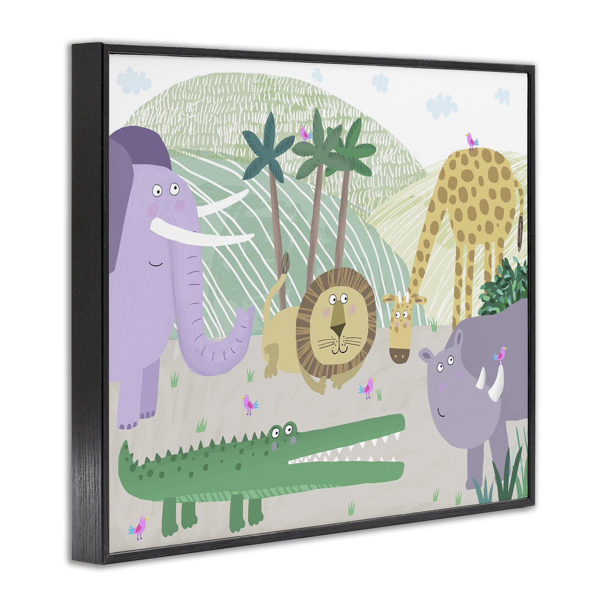 Stupell Industries Jungle Savannah Animals Black Framed Giclee Art, design by Carla Daly