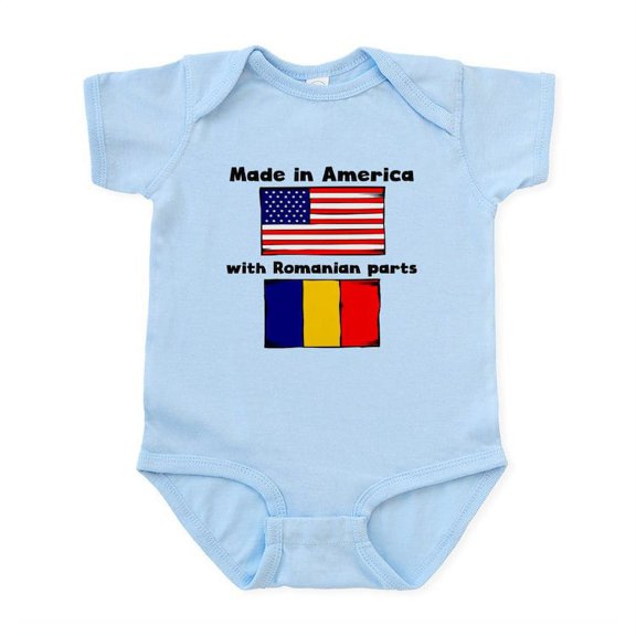 CafePress - Made In America With Romanian Parts Body Suit - Baby Light Bodysuit, Size Newborn - 24 Months