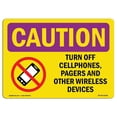 thumbnail image 1 of SignMission OS-CR-A-1218-L-10196 12 x 18 in. OSHA Caution Radiation Sign - Turn Off Cell Phones, Pagers, 1 of 1