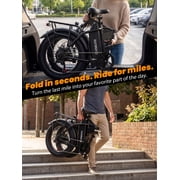 ESKUTE D300D Electric Bike for Adults, Foldable Ebike, 750W Motor, 20MPH, 48V 20.8Ah Battery, 20x4.0 Fat Tires, 80-Mile Range, 7-Speed, NFC Unlock Black, UL2849