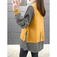 thumbnail image 3 of ZANZEA Women Casual Blouse Outwear O-Neck Striped Patchwork Office Shirt Tops, 3 of 3