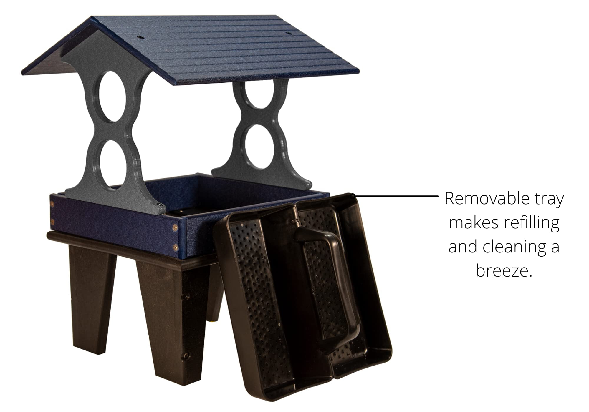 JCs Wildlife Ground Fly Thru Bird Feeder (Medium, Blue and Gray)