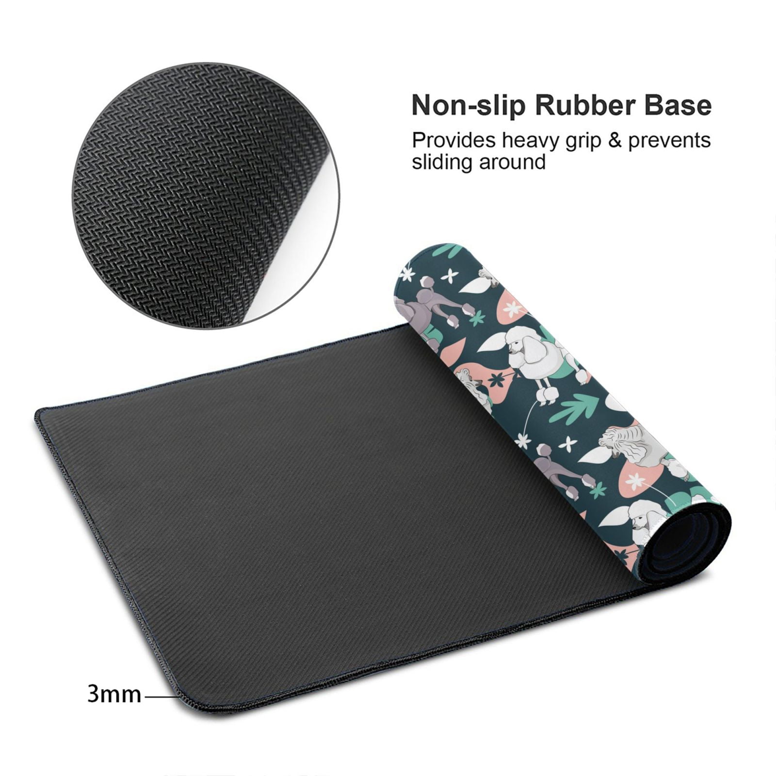 Kdxio Cute Poodle Dog Print Large Gaming Mouse Pad,Non-Slip Base,Water Resist Keyboard Pad for Gamer,Office & Home,29.5 x 15.8 in