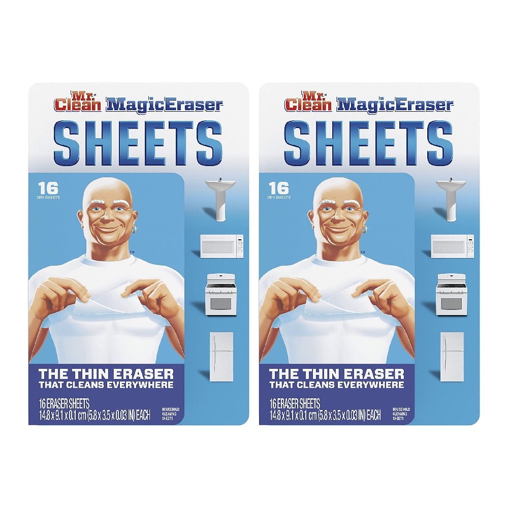 Mr. Clean Magic Eraser Sheets White 16 Count, 2 Pack - Walmart.com