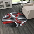 thumbnail image 3 of Masada Rugs High Quality Hand Carved Round Area Rug Modern Contemporary Red Grey White Black (4 Feet X 4 Feet) Round, 3 of 7