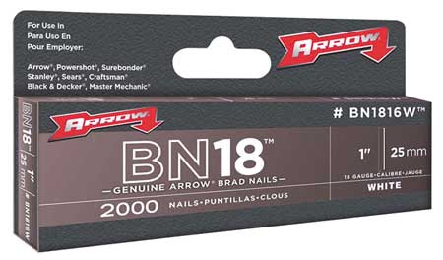ARROW BN1816WCS Brad Nail,White,1 In,18 Ga,PK2000