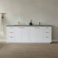 thumbnail image 3 of Vinnova Leiza 84" Gray Sintered Stone Top Double Vanity in White without Mirror, 3 of 15