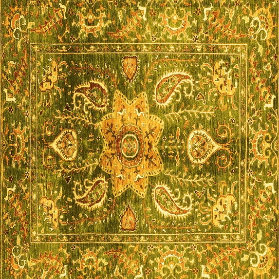 Ahgly Company Indoor Square Abstract Yellow Modern Area Rugs, 8' Square