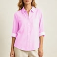 thumbnail image 6 of Sheghy Plus Size Tops Women's Long-sleeved Top Fashionable Button-down Loose Casual Striped Long-sleeved Shirt Pink L, 6 of 9