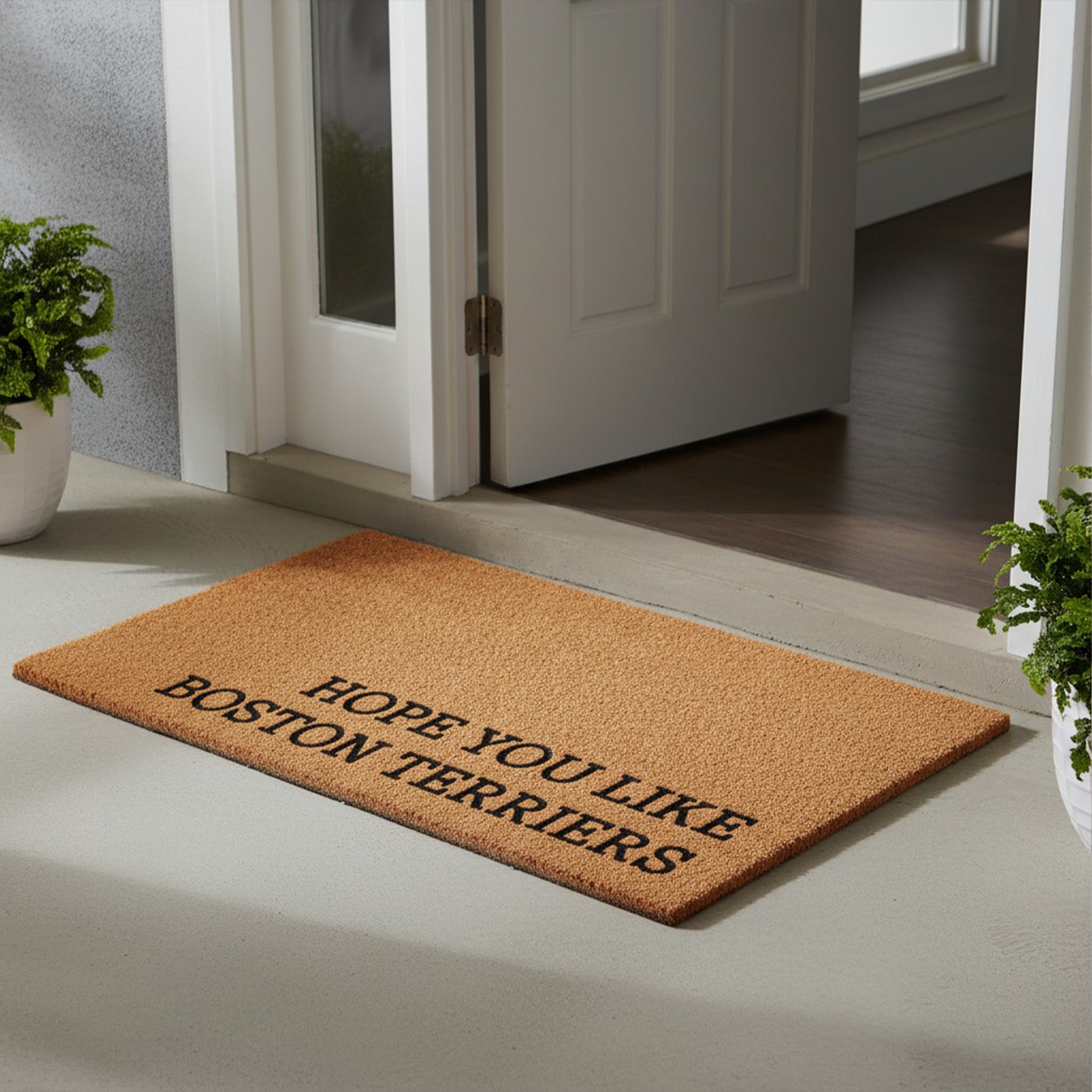 Hope You Like Boston Terriers Non Slip Vinyl Backing, Front Door Mat, 17"x29"